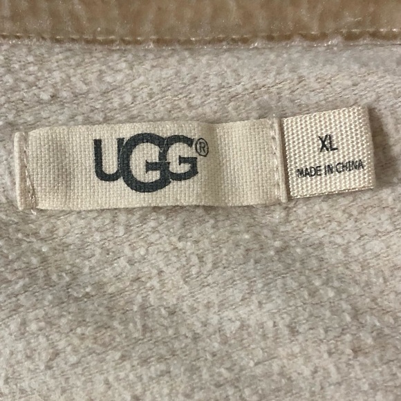 Beige UGG Amara Ruffle Long Sleeve Pullover Crewneck Sweater Size Large - Picture 8 of 9